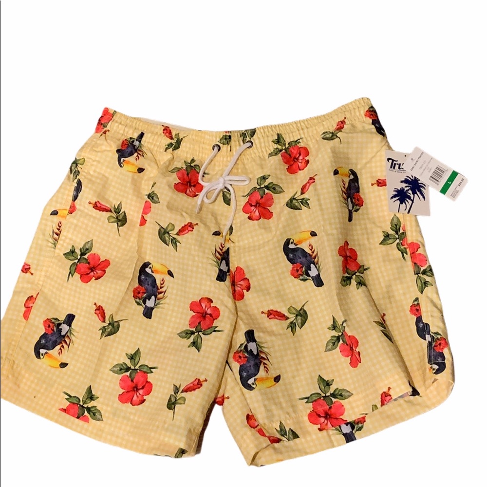 Men’s  toucan & floral print swim trunks